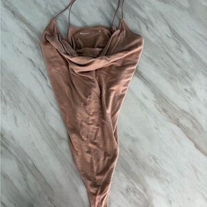 Abercrombie & Fitch Soft Brown Drapey Bodysuit